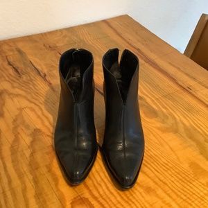 Vince Black Leather Ankle Boots, gold zipper
